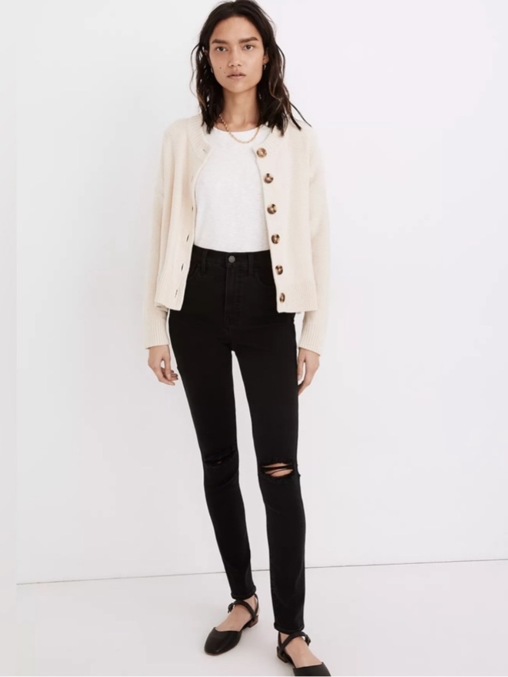 Madewell Broadway Cardigan Sweater Cream 100% Cotton Button Front Size S - Picture 3 of 16